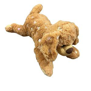 Toms Toy Dog Plush Puppy Stuffed Animal Laying Glitter Hearts Valentines Brown
